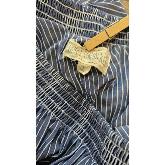 Sweet Wanderer Dress Womens Large Ruffle One Shoulder Striped Blue & White - Picture 6 of 8